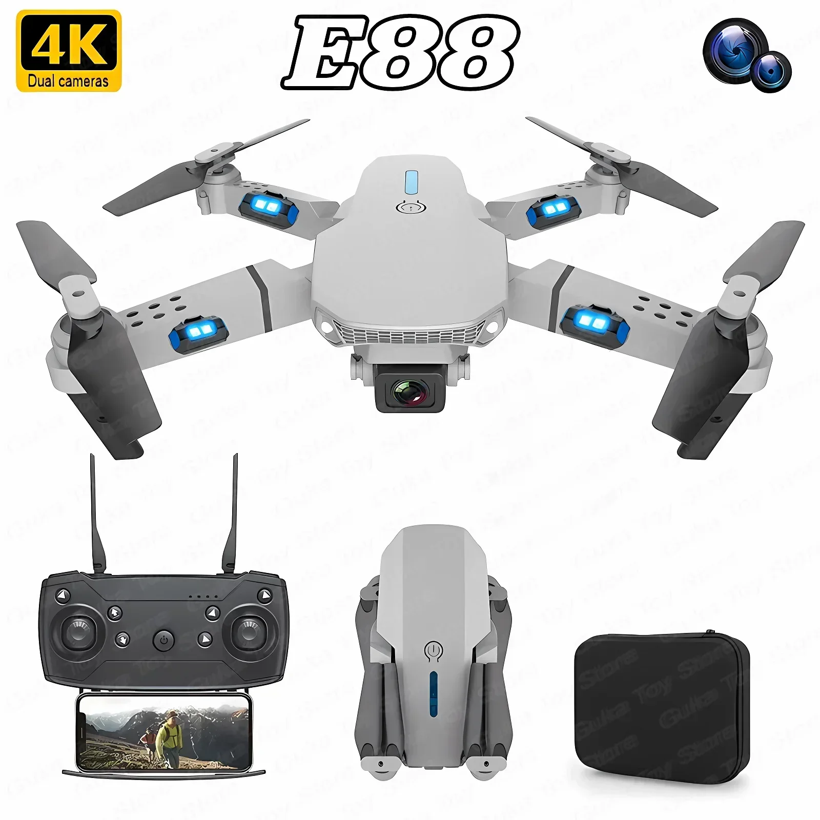 E88 Pro WIFI FPV Drone Wide An - Drone Rc Helicopter With Camera recension och pris