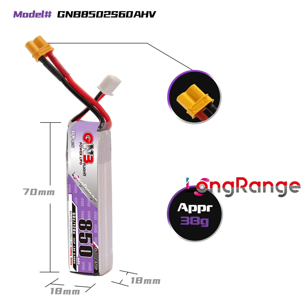 GAONENG GNB LiPo Battery 850mA - Drone Carrera Rc recension och pris