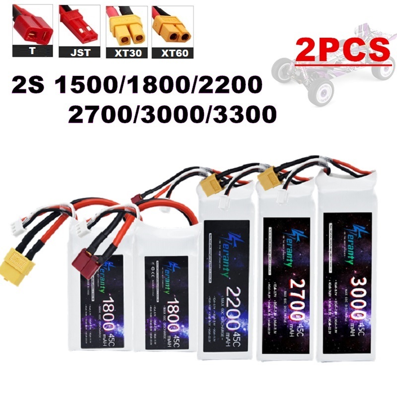 2PCS 7.4V Lipo 2S Battery 1500 - Drone Carrera Rc recension och pris